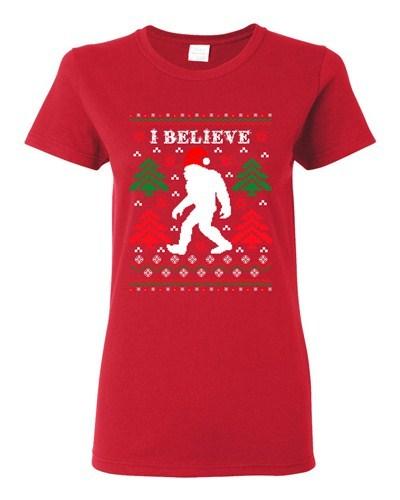 Ladies I Believe Sasquatch Big Foot Ugly Christmas Gift Funny DT T-Shirt Tee Unisex T-Shirt