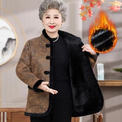 Зимняя одежда Утолщенное и бархатное пальто для бабушки Осень и зима Новая мода Одежда Тан Китайская длинная хлопковая одежда