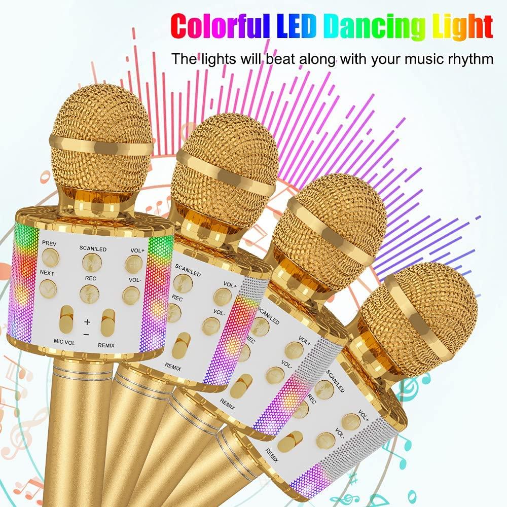 Беспроводной микрофон для караоке, детский микрофон для караоке со светодиодной танцевальной подсветкой, Bluetooth-микрофон для детей, девочек и мальчиков, пение на вечеринке