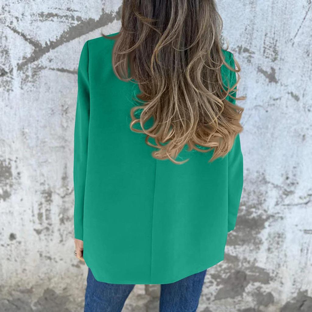 Women's Casual Fashion Solid Color Long Sleeved  Button Double Breasted Suit  Jacket
