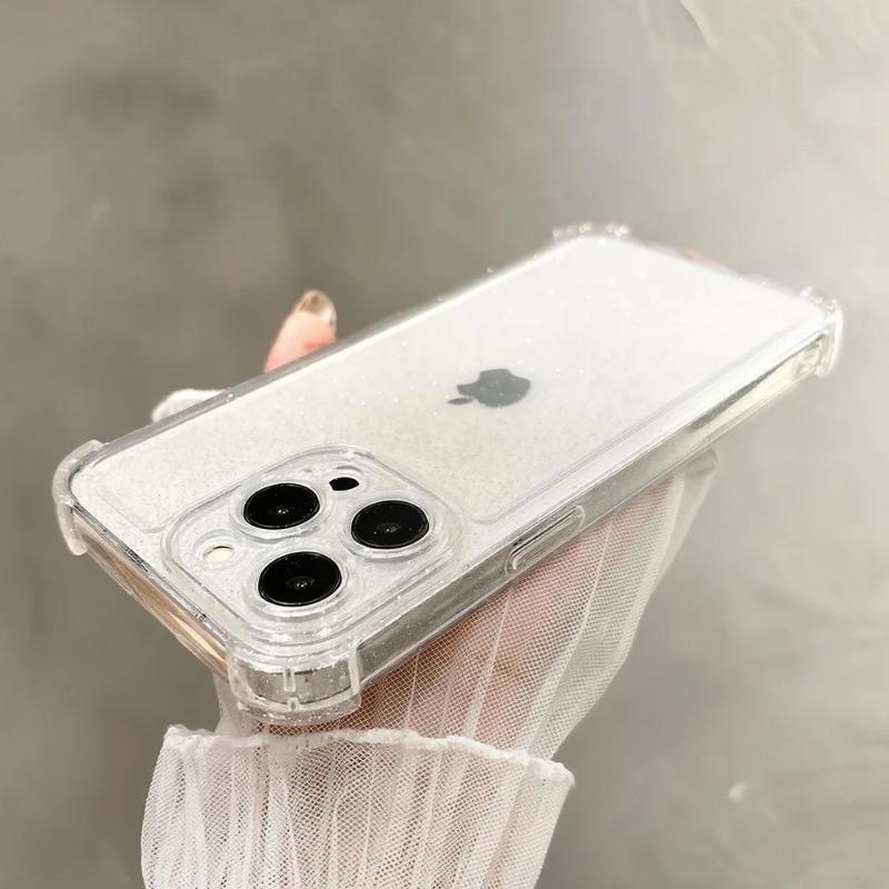 Прозрачный чехол с блестками для iPhone 17 Pro Max 16 15 14 13 12 11 Pro Max 16 PLUS 17 Air Силиконовый Мягкий Прозрачный Бампер