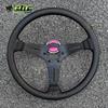 JDM Universal 14inch Leather Steering Wheel Modified Car Sports Steering Wheel Pink Stitching
