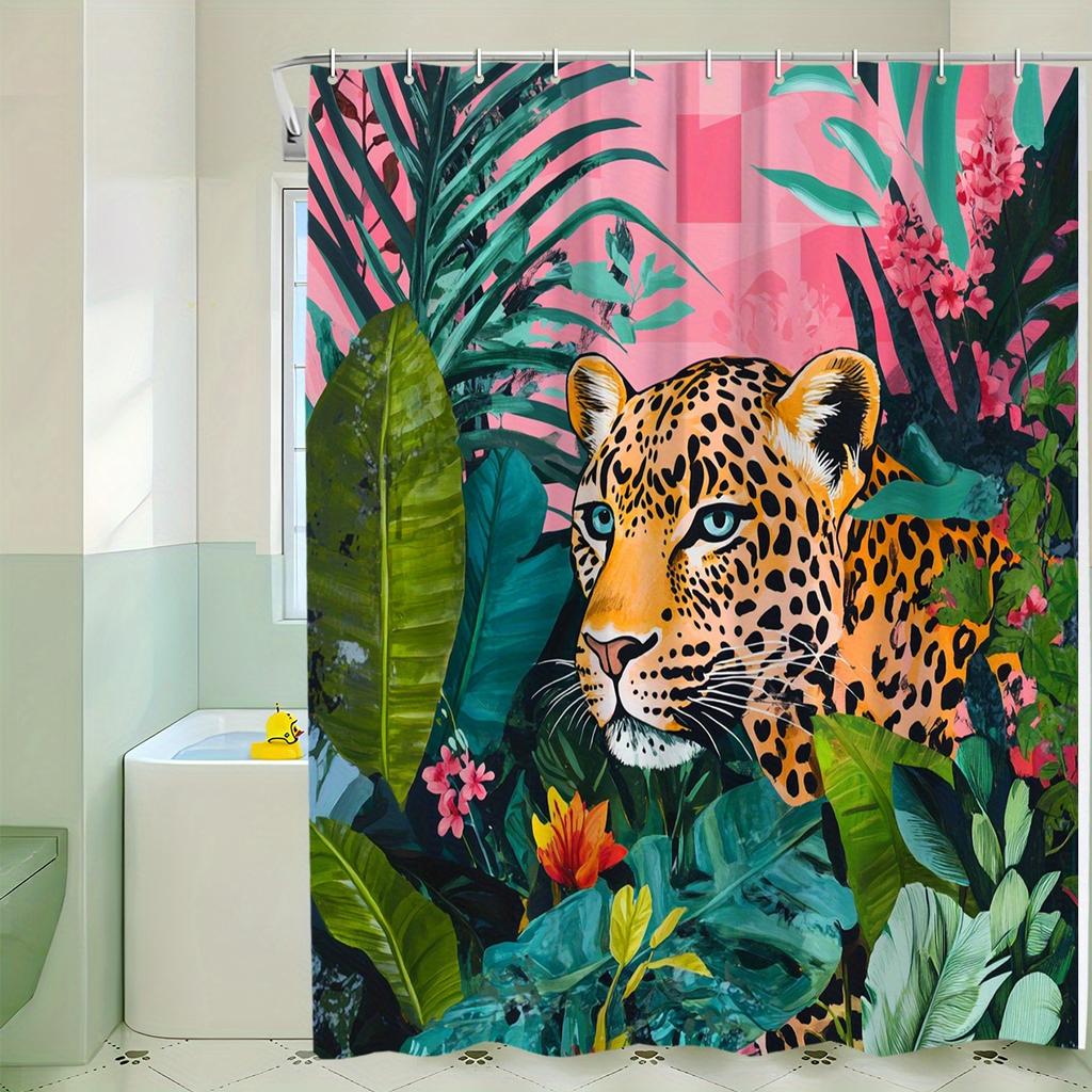 1 piece of exquisite leopard shower curtain, woven fashion theme, suitable for all season bathroom decoration, bathroom curtain