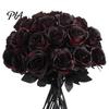DIY Crafting Silk Roses Realistic Black with Long Stems for Wedding Centerpieces, Halloween Home Durable Floral Decor, Artificial Faux Arrangements