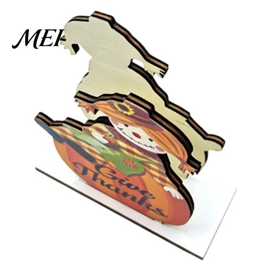 Cute Turkey Pattern Table Ornament Thanksgiving Solid Wood Napkin Holder, Fall Harvest Gnome Scarecrow Tissue Wooden Paper Towel Holder Dispenser,