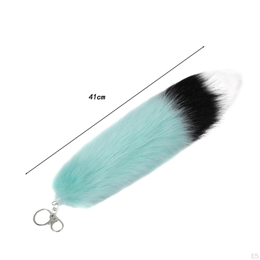 Plush Tail Keychain Bag Pendant Artificial Fur Furry Metal Keyring Car Key Chain for Wallet