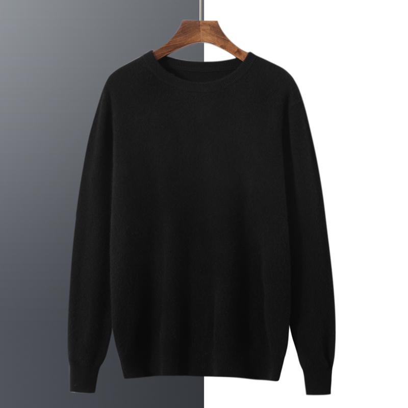 Men's Round Neck Sweater Qinghe Cashmere 100% Cashmere Men's Autumn and Winter Cashmere Soft and Warm