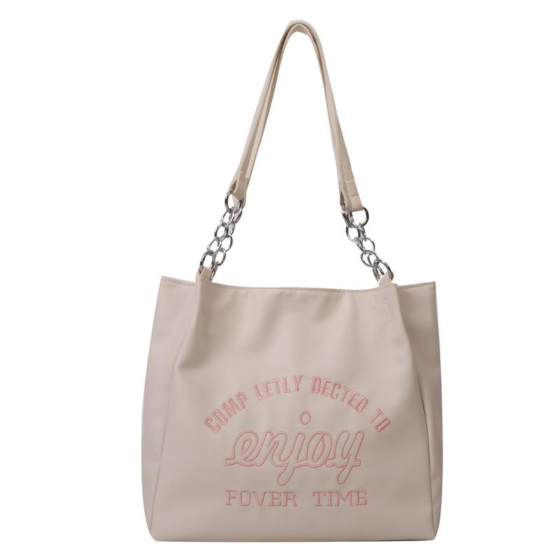 Letter Printing Simple Large-Capacity Tote Bag Pendant Chain Portable Shoulder Underarm Bag Female Tide