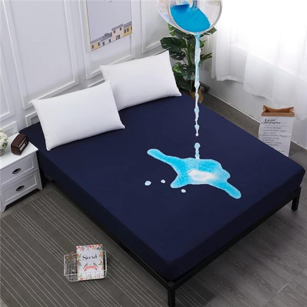 Waterproof Solid Bed Fitted Sheet Four Corners with Elastic Band Multi Size Anti-mite Mattress Cover Deep Pocket Bedsheets Bed Cover