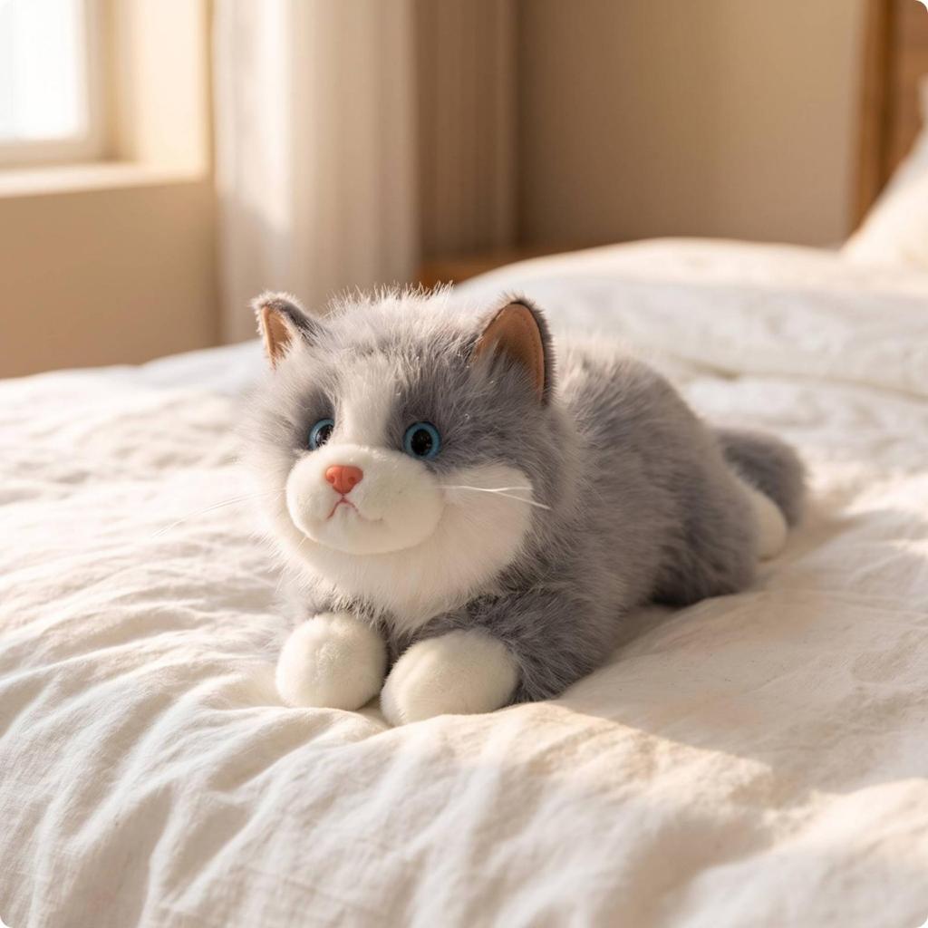 Stuffed Cat Deluxe Lifelike for Playroom, Kids