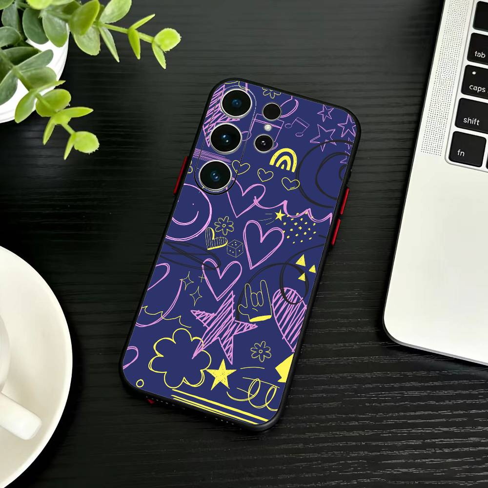 Y2k INS Граффити Чехол для телефона Для Samsung S26,S25,S24,S23,S22,S21,S20,Plus,Fe,Lite,Другие Черный Чехол