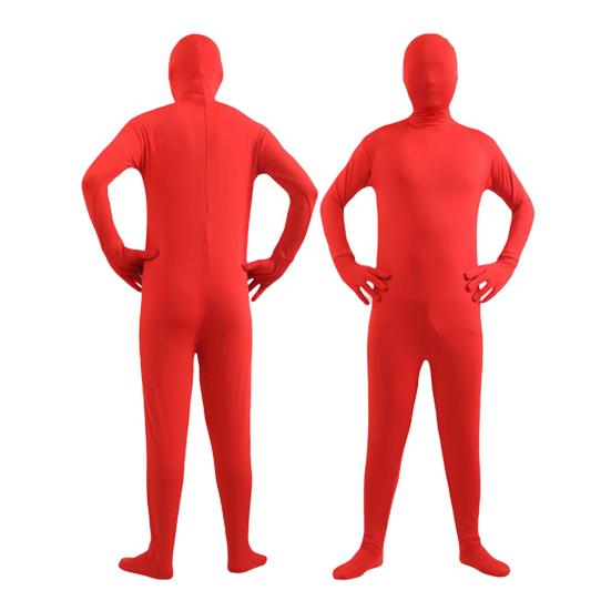 Halloween Jumpsuit Tight Fit Breathable Long Sleeves Hooded Elastic Solid Color Invisible Jumpsuit