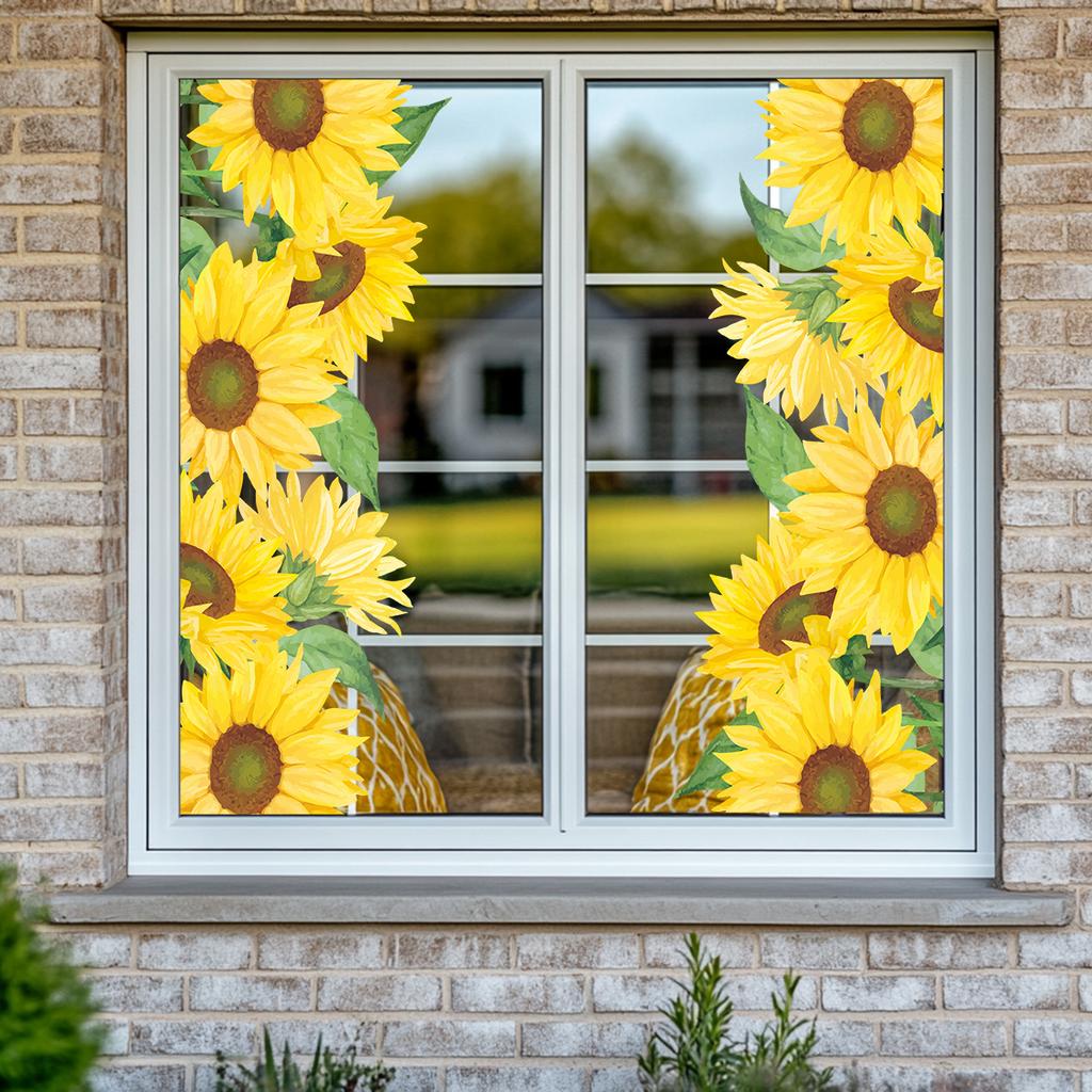 Sunflower Window Stickers for Living Room and Balcony Glass Decoration, Waterproof, Translucent and Beautifying