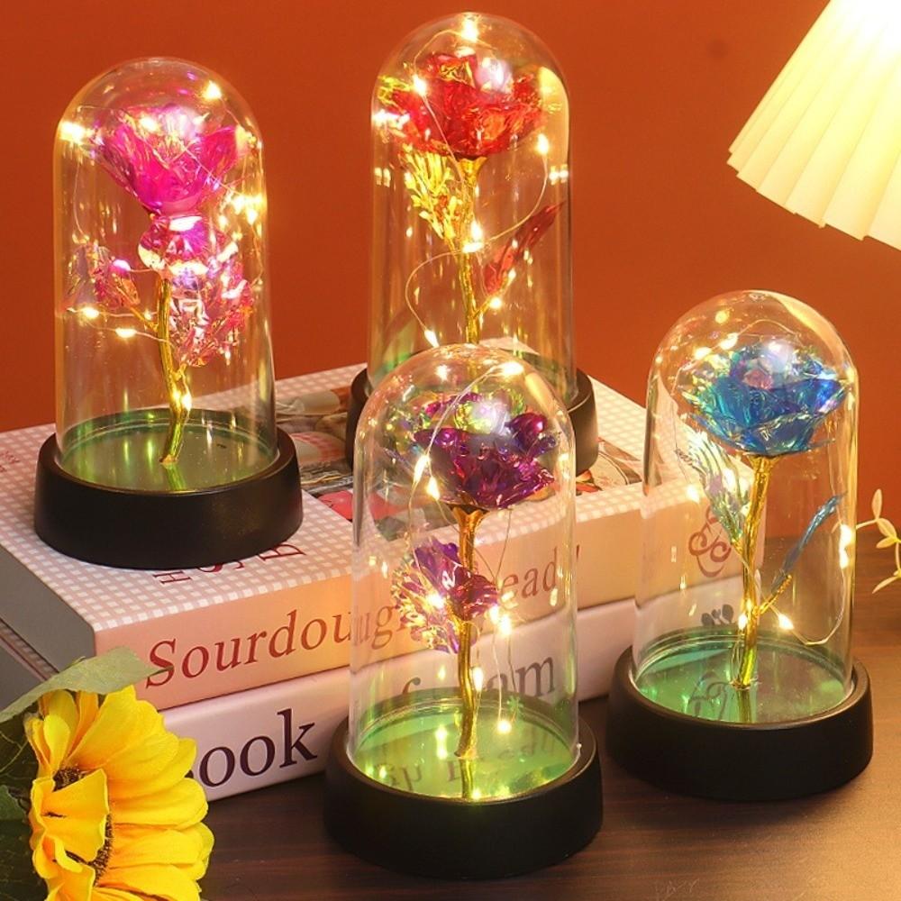 LED Gold Foil Rose Creative Gift Ornaments Artificial Rose Flowers Mother's Day