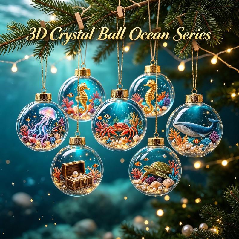 3D Crystal Christmas Ornament Ball Tree Hanging Decor - Acrylic Holiday Party Accessory Semi-Handmade US Style