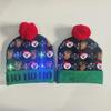 LED Light-Up Elk Jacquard Knit Hat & Scarf Set for Christmas & New Year.