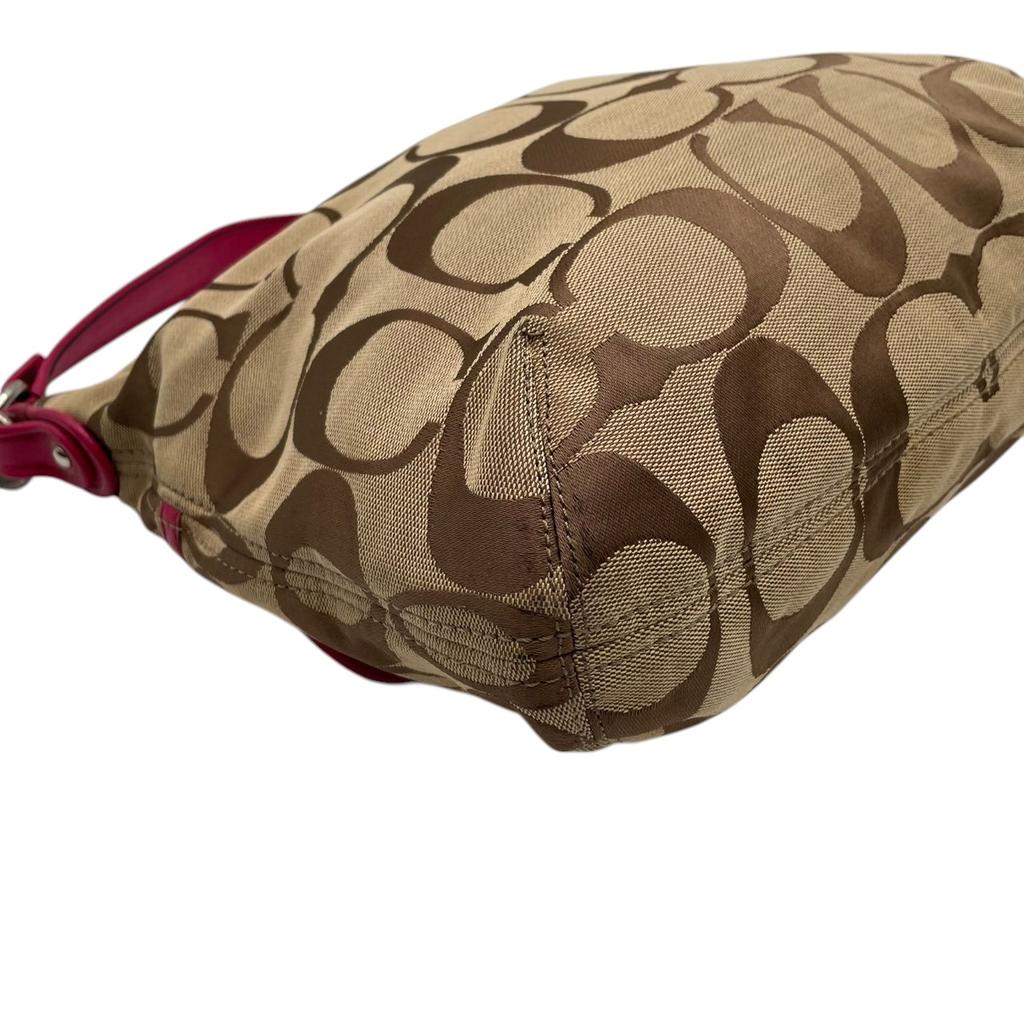 Used COACH 2way Shoulder Bag Signature Signature Shoulder BagShoulder Bag beige/pink canvas/Patent leather Women