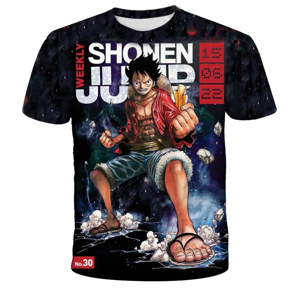Аниме One Piece Луффи Свободная футболка с коротким рукавом Мужская Повседневная