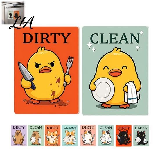 Acrylic Dishwasher Sign Clean Dirty Magnet, Cartoon Animal Sign, Decorative Kitchen Supplies Double-Sided & Magnet for Decoration Easy Flip Indicator