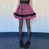 Harajuku Лолита клетчатая юбка уличная одежда трапециевидной формы в стиле хип-хоп сексуальная мини-юбка модная кружевная плиссированная юбка с высокой талией для девочек стиль Y2K Club