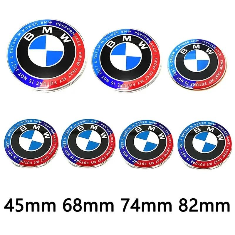 7pcs Front Hood Emblem New Type Logo 82mm+Rear Badge 82mm+Wheel Hub Cap 68mm+Steering Wheel Sticker 45mm for All for BMW