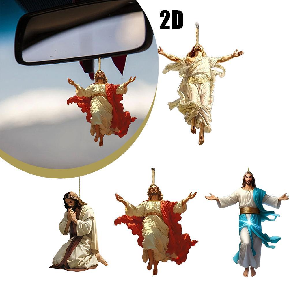 Acrylic Car Ornaments Divine Hanging Ornament, Cross For Car Mirror Hanging Christian Gifts For Men Women Xmas Gifts