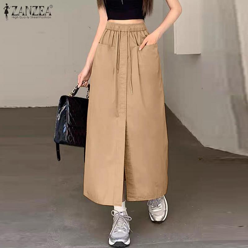 ZANZEA Women Casual Elastic Waist Loose Summer Skirts