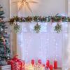 Artificial Mistletoe Branch Christmas Hanging Faux Mistletoe Ornament with Bow Glitter Leaves
