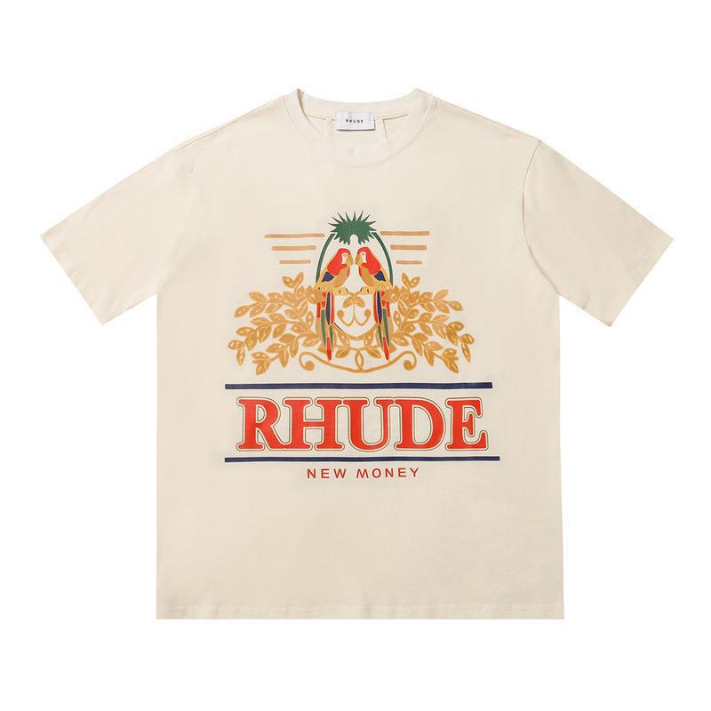 2023 Cross-border European and American trendy brand RHUDE micro-label letter logo pattern short-sleeved t-shirt men's and women's high street loose h