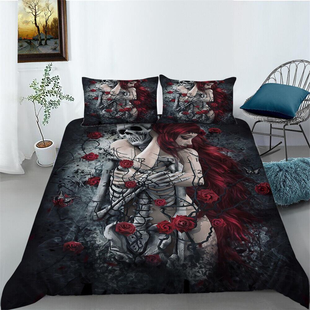 3D Skull Duvet Cover Bedroom Decor Youth Bedclothes Fashion Bedding Cover Suit