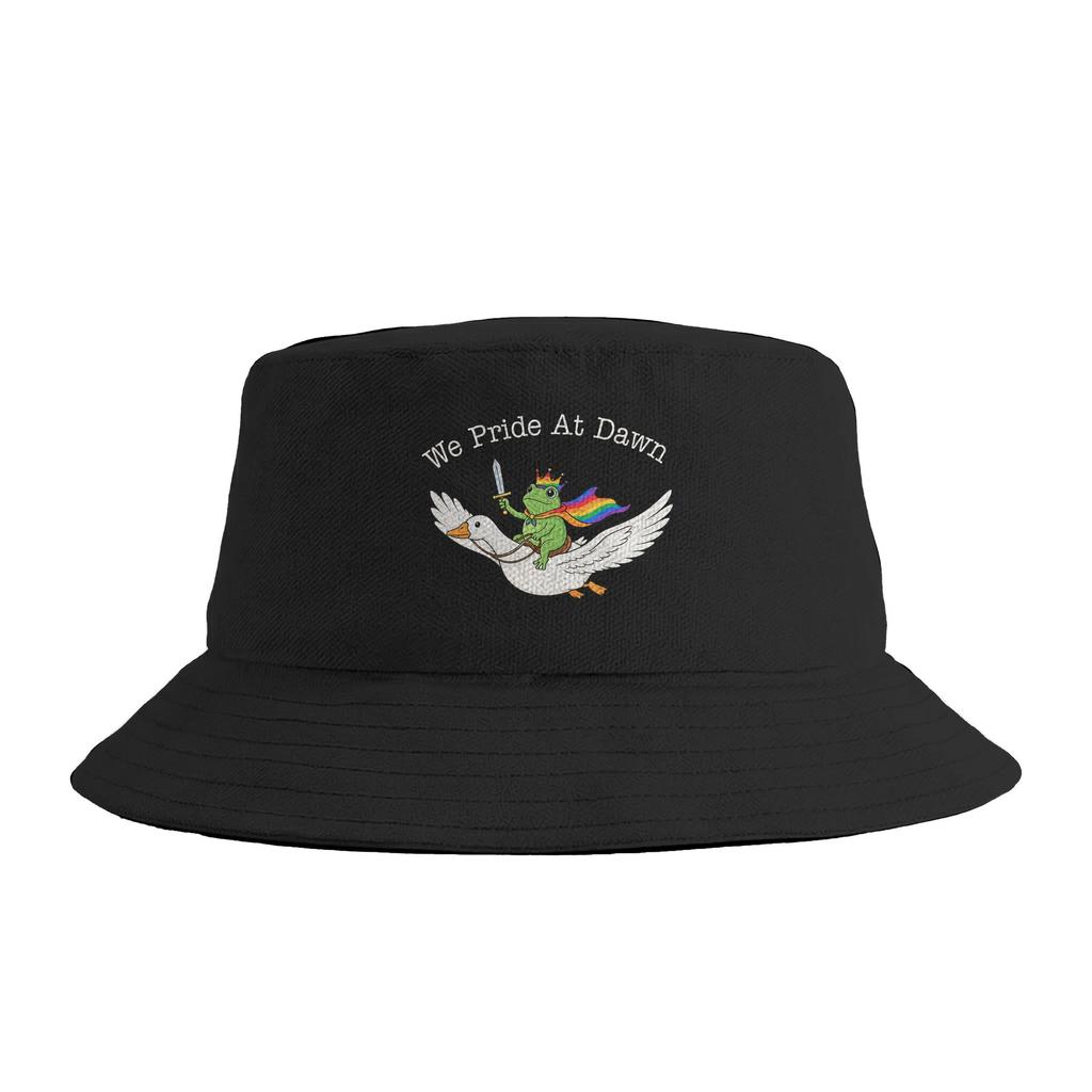 We Pride At Dawn Cute LGBTQ Raccoon Pride Flag Pride Month Bucket Hat Harajuku FisherUnisex Caps For Unisex Women Korean Visor Hats