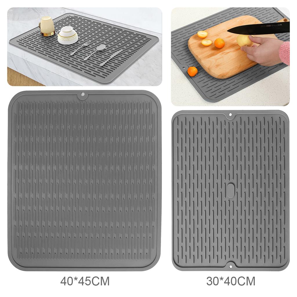 Silicone Drying Mat 40x45cm Large Dish Drainer Mat for Kitchen Counter Heat Resistant Hot Pot Holder Non-Slip Silicone Sink Mat