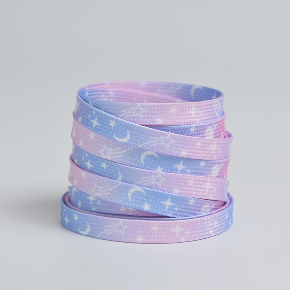 Flat Love Heart Shoe Laces Star Moon Sky Smoke Purple Shoelace Cute Pattern Casual Canvas Printing Shoelaces for AF1 Sneakers