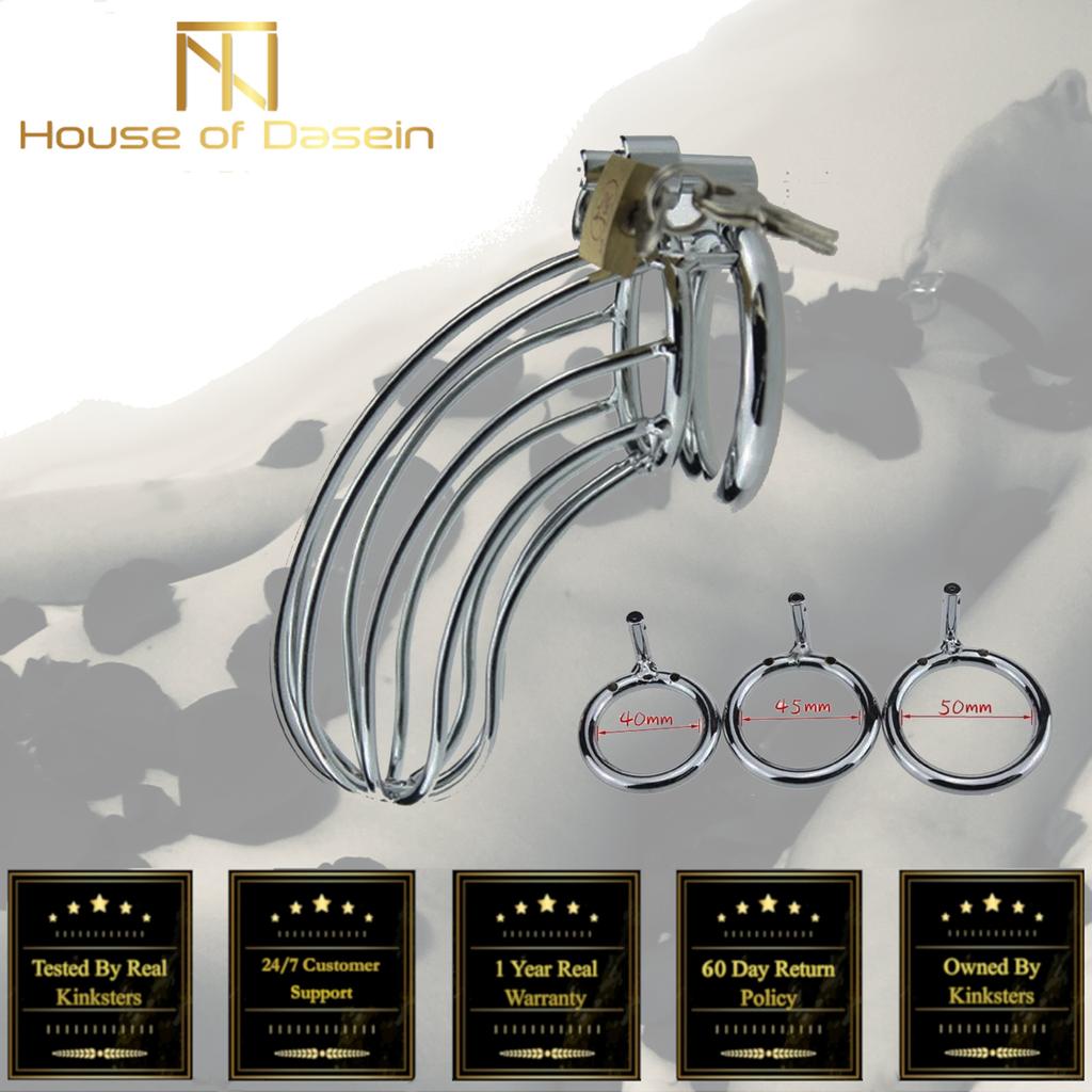 Запирающая клетка из нержавеющей стали Кольцо целомудрия для мужчин Кольца