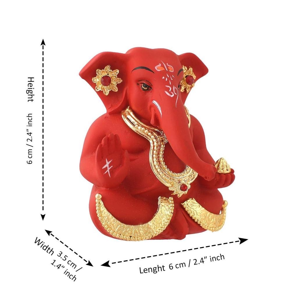 Идол Ганеши Мурти Статуя для приборной панели автомобиля Подарок Керамика Терракота Позолоченный Ганеша Ганапати Идолы Статуэтка
