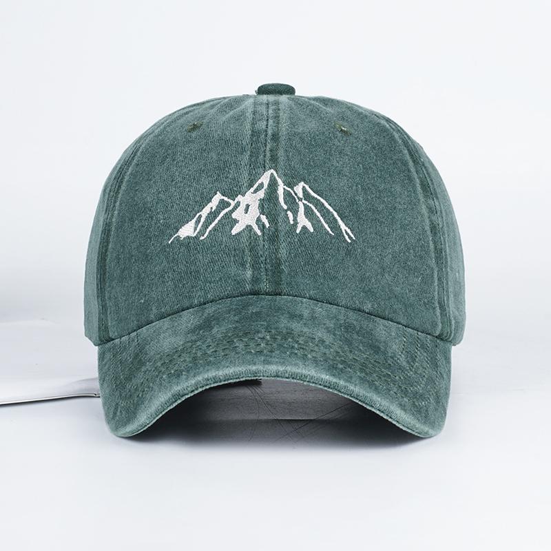 MLFO Embroidered Mountain Washed Baseball Cap Spring Casual Cap Outdoor Sun Hat Fishing Cap Adjustable Unisex