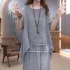 Женский летний свободный двухпредметный комплект, скрывающий живот, элегантный стиль, повседневный модный тренд