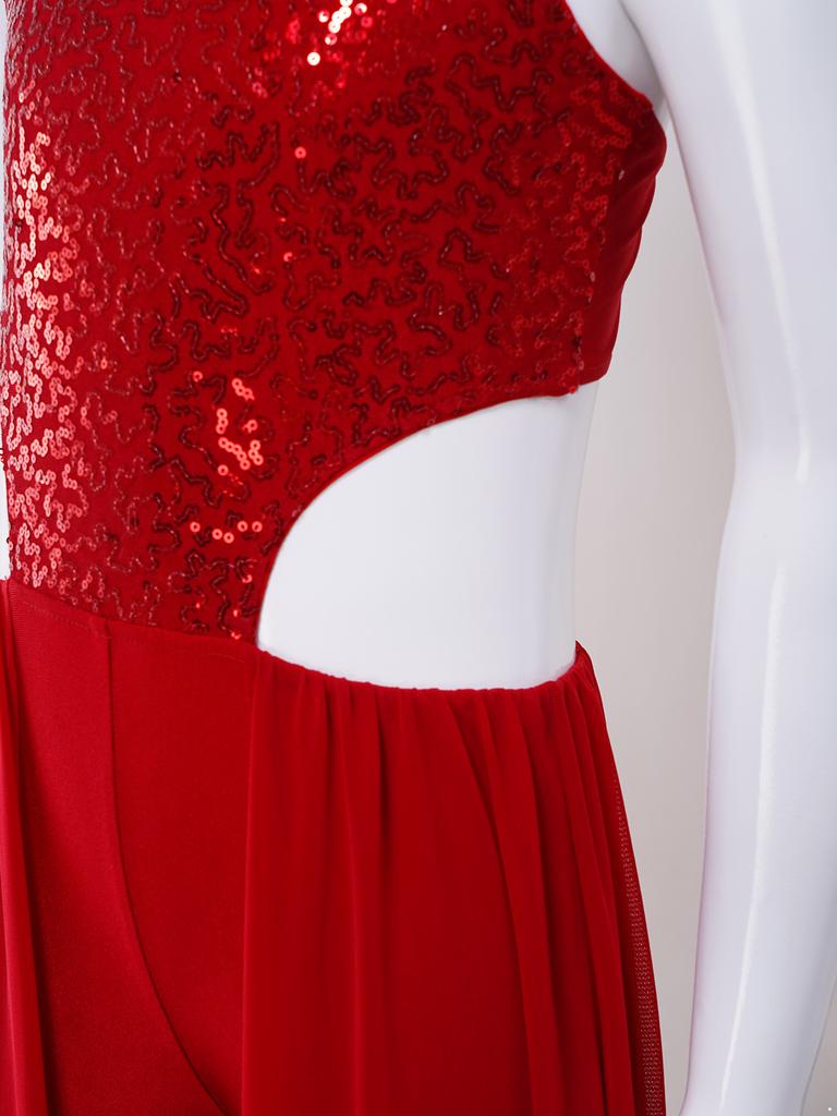 Девочки Блестящие Пайетки Халтер Без рукавов С открытой спиной Юбка Комбинезон Латиноамериканский Танец Костюм для выступления