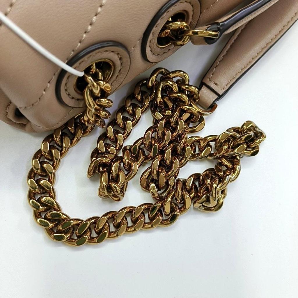 [Pre-Owned] Kira Large Nude Pink Lambskin Quilted Shoulder Bag With Gold Hardware - Very Good #O65QIA