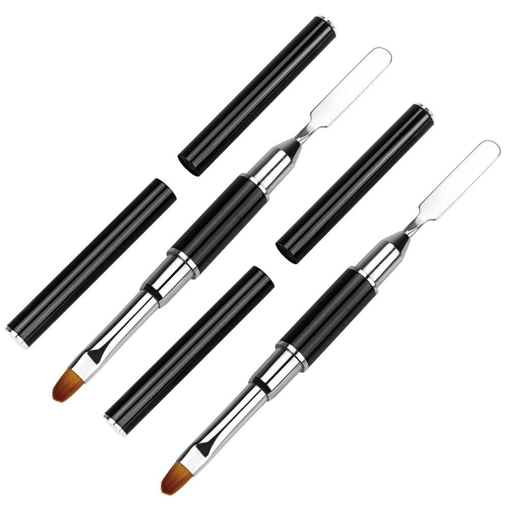 Гелевая кисть и подборщик, дизайнерская кисть для ногтей и шпатель 2 в 1, инструмент для гелевой кисти для наращивания акриловых ногтей