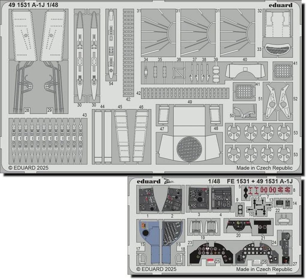 Эдуард 1/48 А-1J Скайрейдер Фототравление (для Тамии) Детали для пластиковой модели EDU491531 (Самолет)