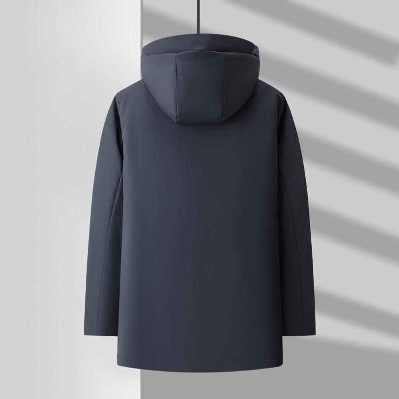 Мужская куртка средней длины на гусином пуху с подкладкой из графена, съемная куртка для повседневного делового отдыха с капюшоном