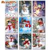 Painting By Numbers Winter Drawing Wall Art On Canvas DIY Frame Pictures By Number Snowman Kits Christmas Gift