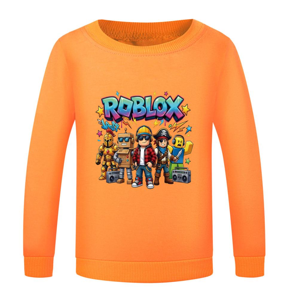 5574 Детская толстовка для мальчиков и девочек с принтом Roblox, круглым вырезом и длинными рукавами