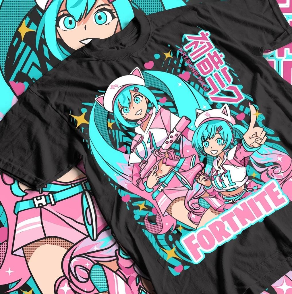Футболка Hatsune Miku Fornite Girl Kawaii Project Diva Vocaloid Все размеры