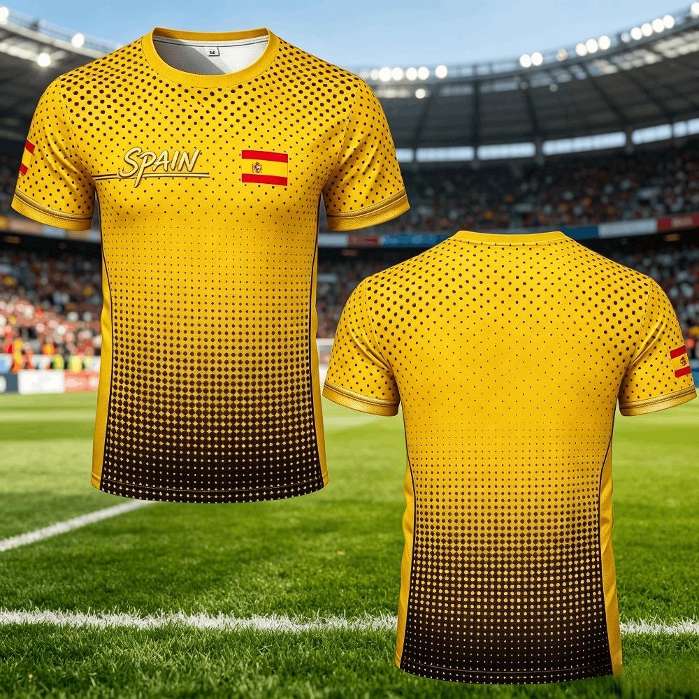 Summer Spain Flag Graphic Jersey Fashion Quick-drying Football T-shirt Men Women Sports Training Casual Breathable Kids T-shirts