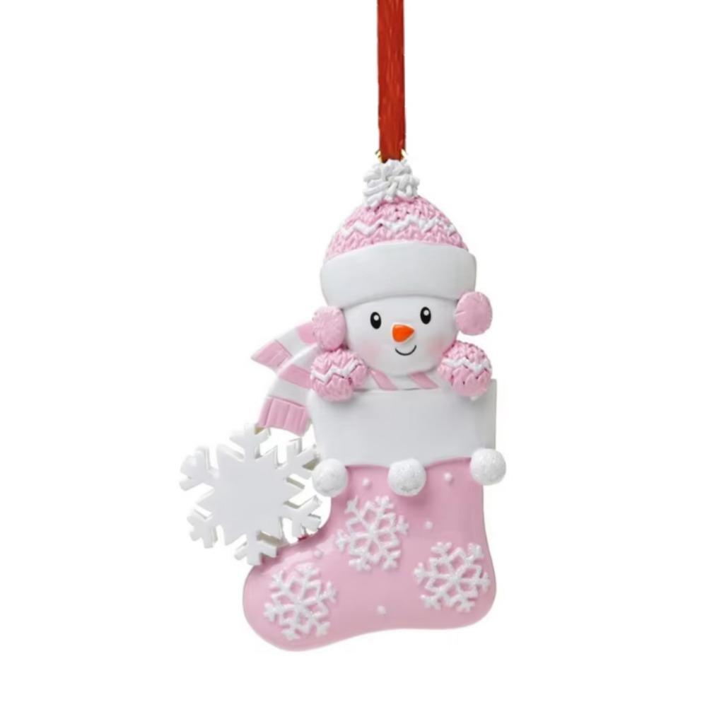 Cartoon Babys First Christmas Ornament Resin DIY Name Pendants Baby Snowman Sock Ornament Decorative Christmas Sock Pendant