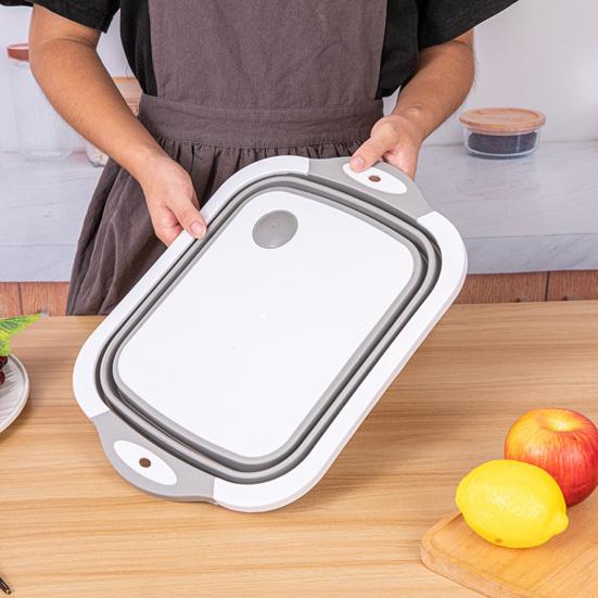 Folding Cutting Board with Deep Groove Design Anti-mildew Non-slip Easy To Clean Multifunctional Drainer Basket
