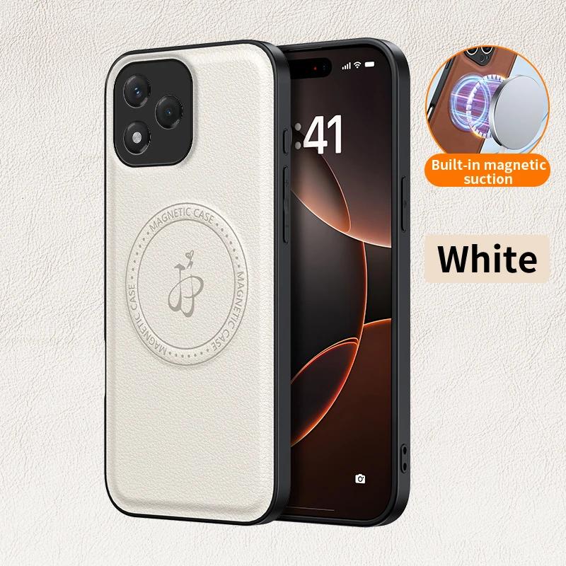 Магнитный чехол с беспроводной зарядкой для Honor 400 Lite 5G Защитная крышка из ПУ кожи с жесткой задней панелью Coque