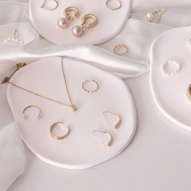 Креативный поднос для хранения нестандартных колец, демонстрационная тарелка для украшений, белая художественная гипсовая тарелка, домашний декор, реквизит для фотографий, чаши